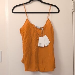 NWT & Other Stories Paris Atelier Silk Button Front Tank Top Orange Size S US 4